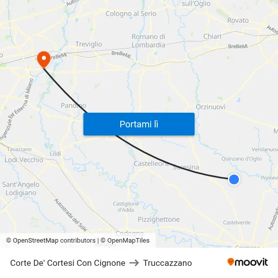 Corte De' Cortesi Con Cignone to Truccazzano map