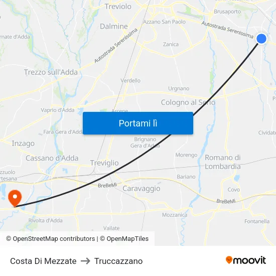 Costa Di Mezzate to Truccazzano map