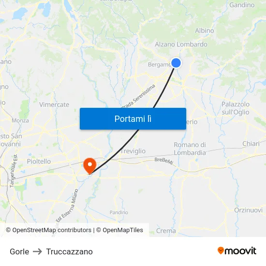 Gorle to Truccazzano map