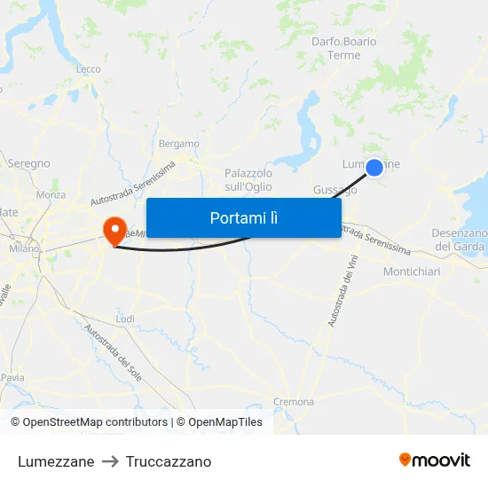 Lumezzane to Truccazzano map