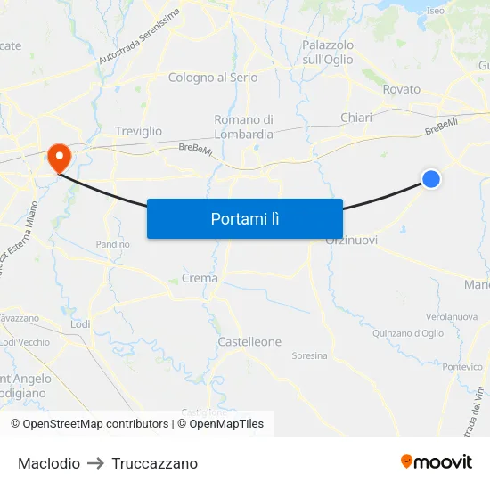 Maclodio to Truccazzano map