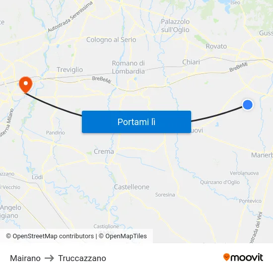 Mairano to Truccazzano map