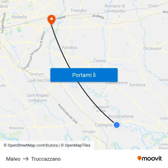 Maleo to Truccazzano map