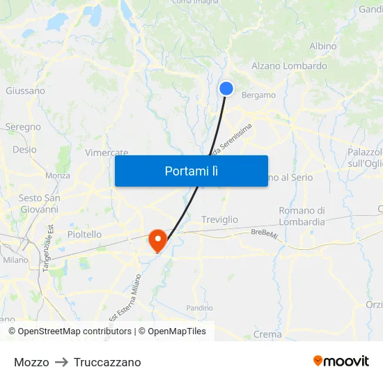 Mozzo to Truccazzano map