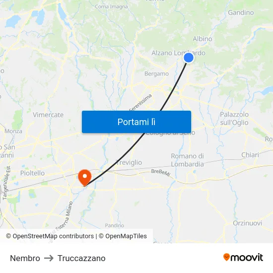 Nembro to Truccazzano map