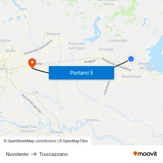 Nuvolento to Truccazzano map