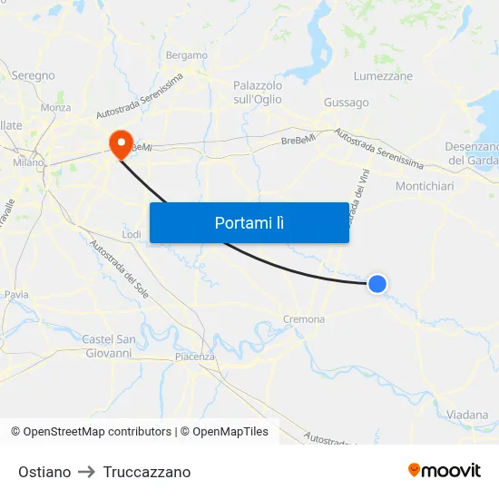 Ostiano to Truccazzano map
