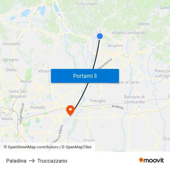 Paladina to Truccazzano map