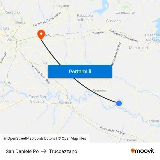 San Daniele Po to Truccazzano map