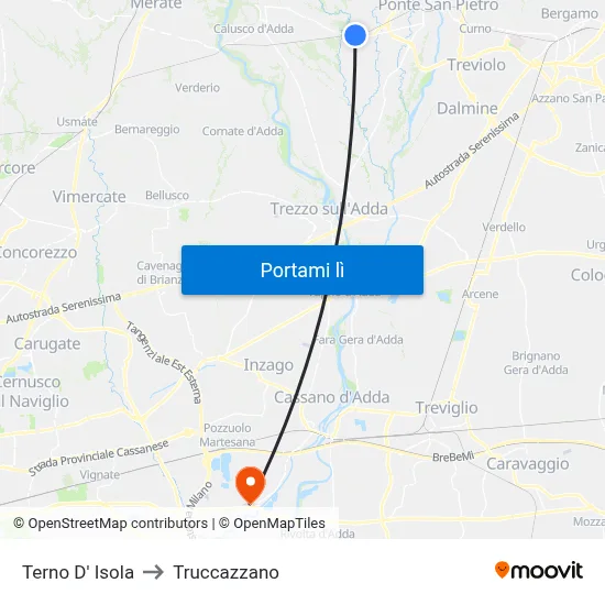 Terno D' Isola to Truccazzano map