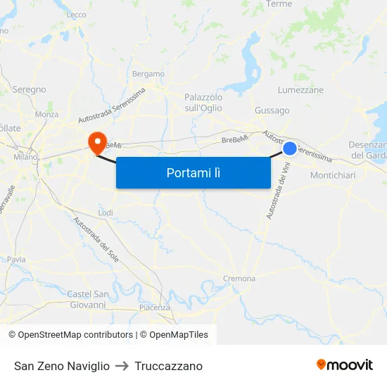San Zeno Naviglio to Truccazzano map