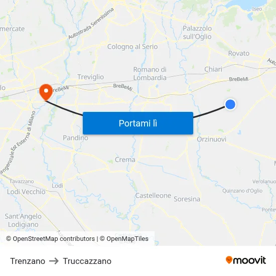Trenzano to Truccazzano map