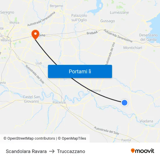 Scandolara Ravara to Truccazzano map
