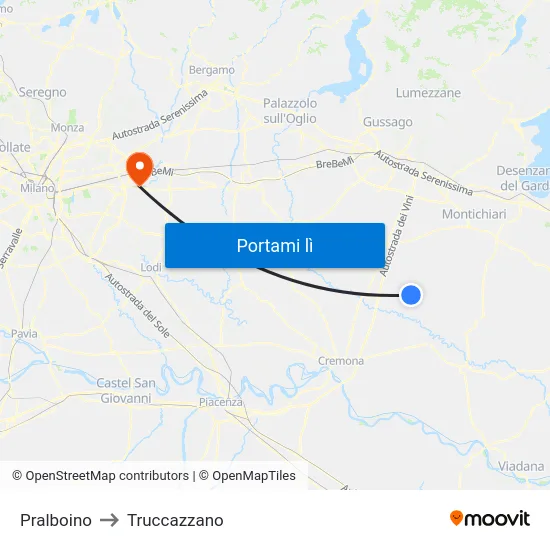 Pralboino to Truccazzano map