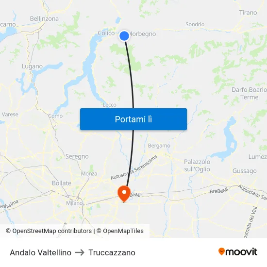 Andalo Valtellino to Truccazzano map
