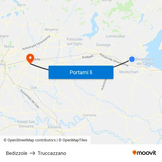 Bedizzole to Truccazzano map