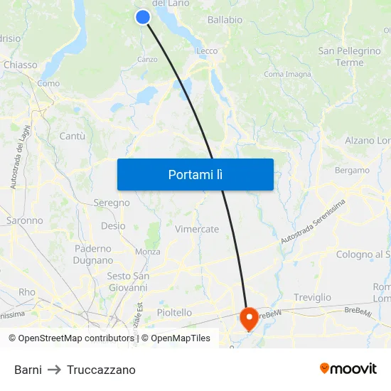Barni to Truccazzano map