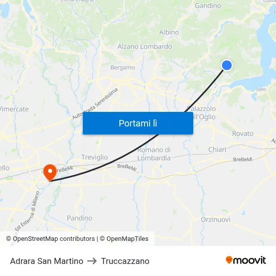Adrara San Martino to Truccazzano map