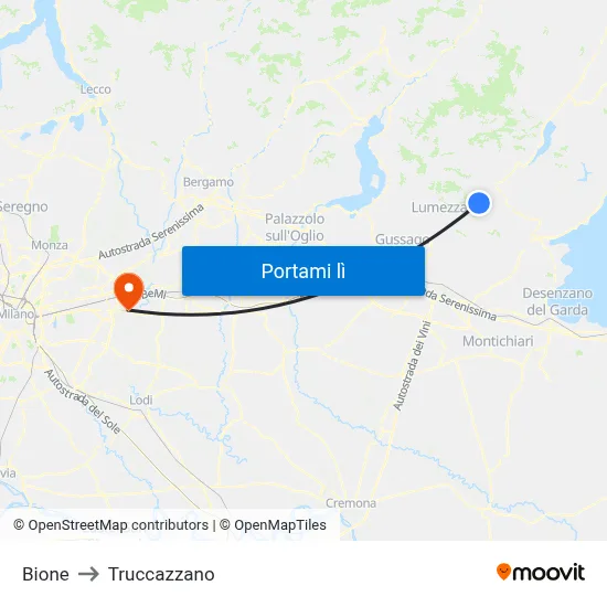 Bione to Truccazzano map