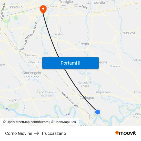 Corno Giovine to Truccazzano map