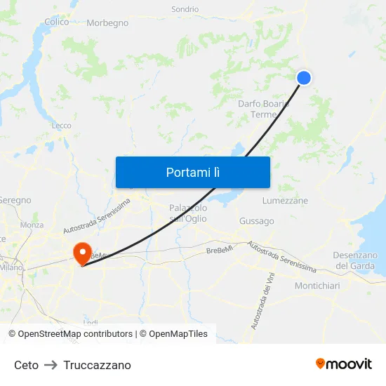 Ceto to Truccazzano map