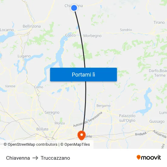 Chiavenna to Truccazzano map