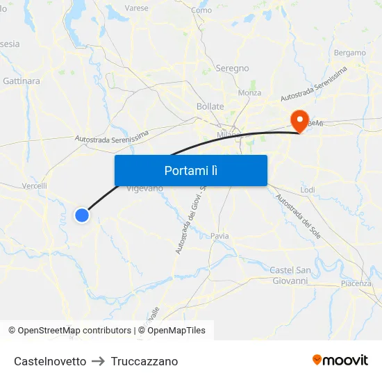 Castelnovetto to Truccazzano map