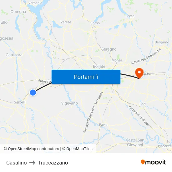 Casalino to Truccazzano map