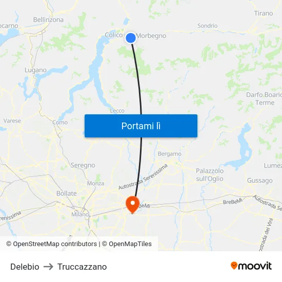 Delebio to Truccazzano map