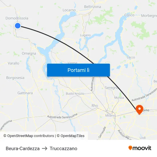 Beura-Cardezza to Truccazzano map