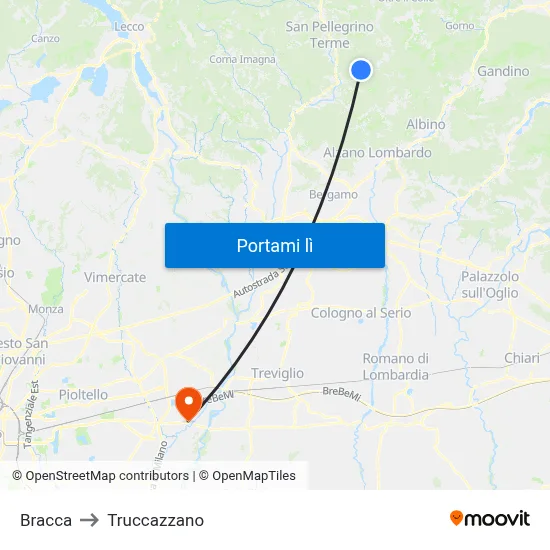 Bracca to Truccazzano map