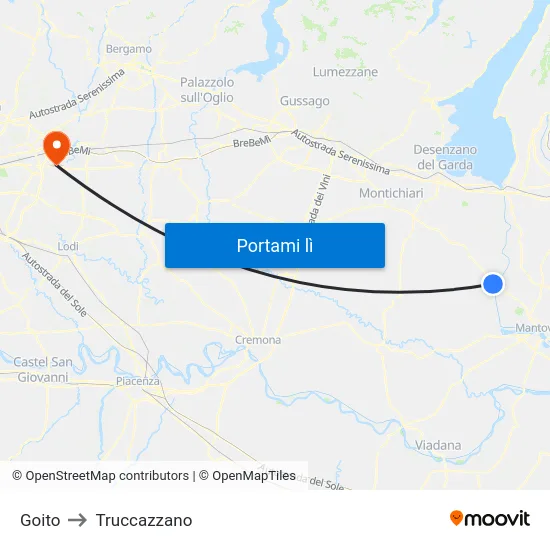 Goito to Truccazzano map
