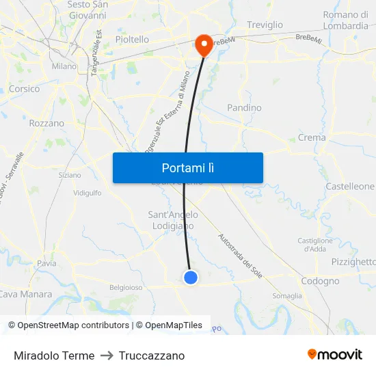 Miradolo Terme to Truccazzano map
