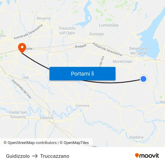 Guidizzolo to Truccazzano map