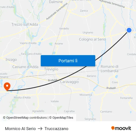 Mornico Al Serio to Truccazzano map