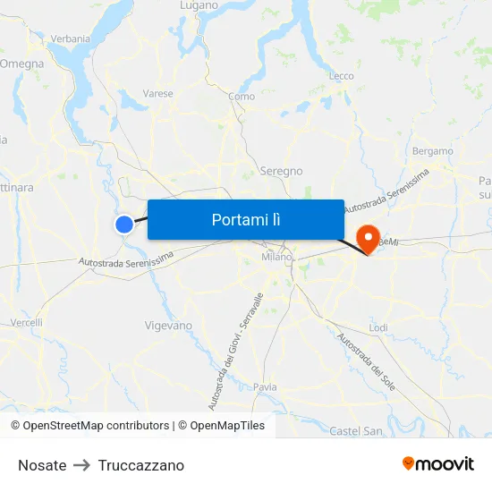 Nosate to Truccazzano map