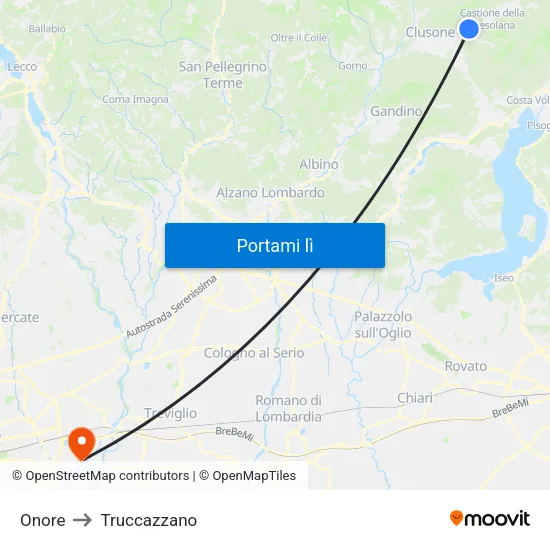 Onore to Truccazzano map