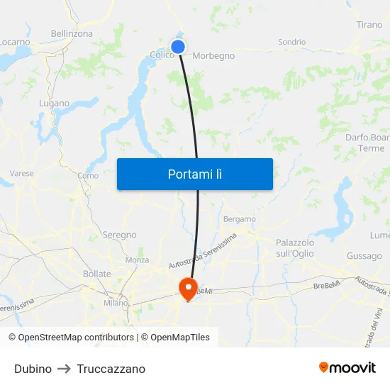 Dubino to Truccazzano map