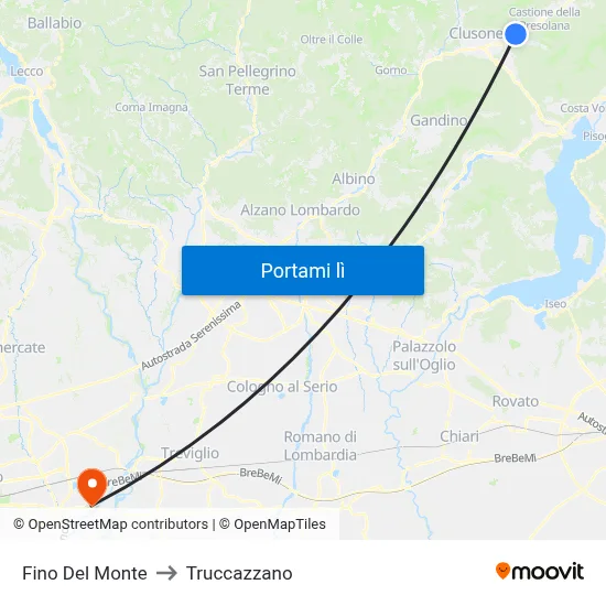 Fino Del Monte to Truccazzano map