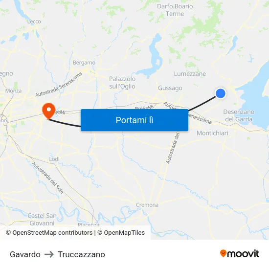 Gavardo to Truccazzano map