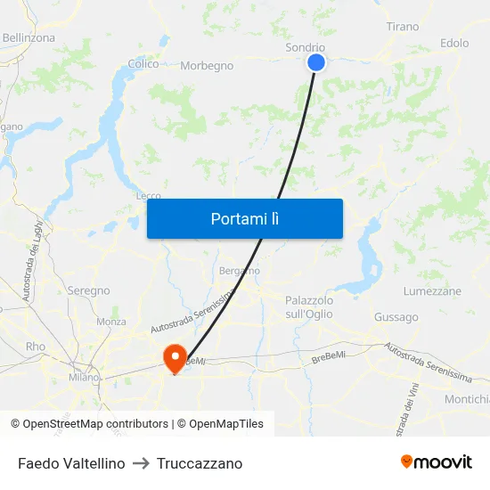 Faedo Valtellino to Truccazzano map