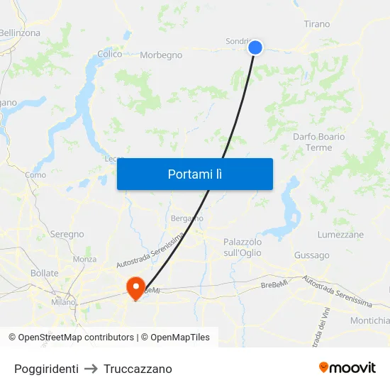 Poggiridenti to Truccazzano map