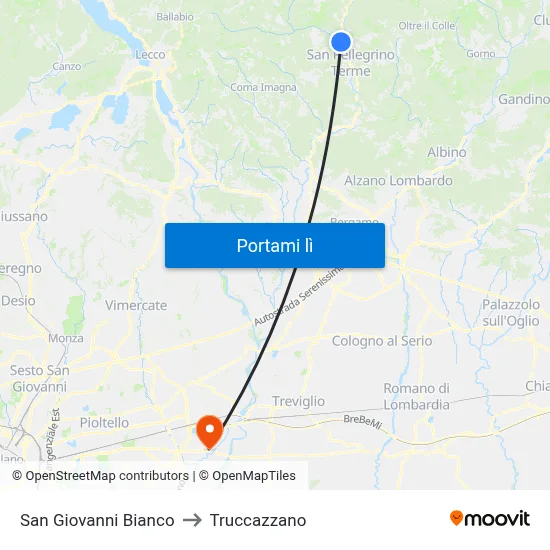 San Giovanni Bianco to Truccazzano map
