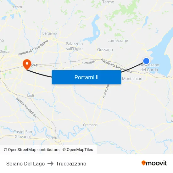 Soiano Del Lago to Truccazzano map