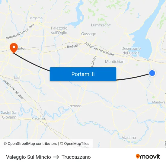 Valeggio Sul Mincio to Truccazzano map
