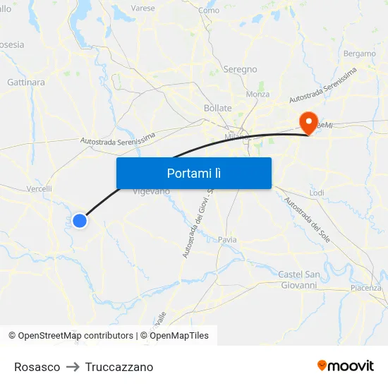 Rosasco to Truccazzano map