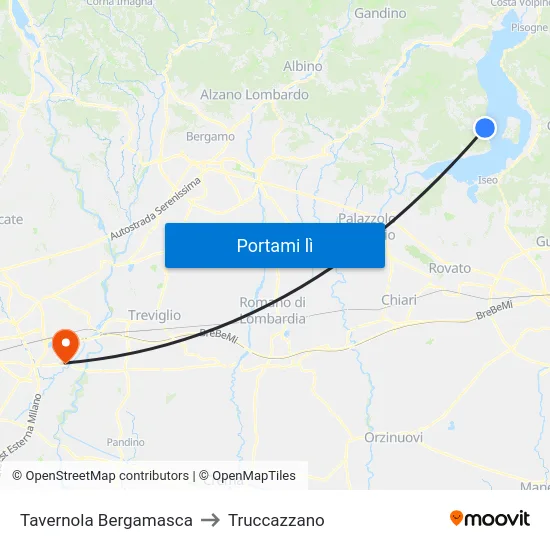 Tavernola Bergamasca to Truccazzano map