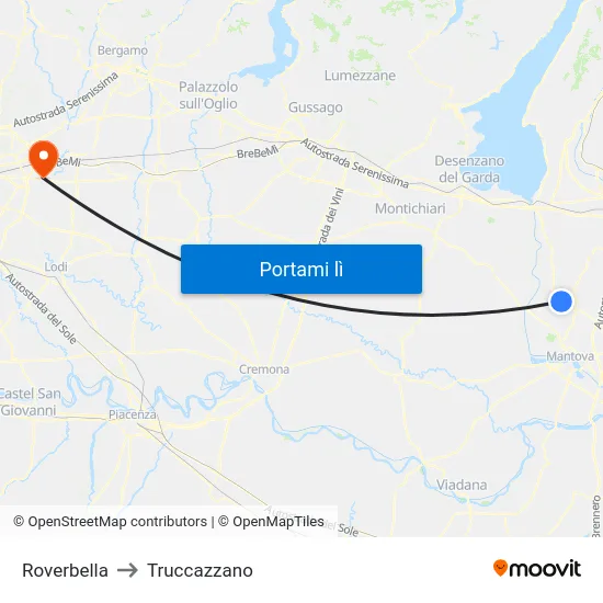 Roverbella to Truccazzano map