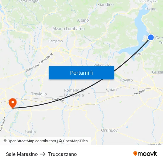 Sale Marasino to Truccazzano map