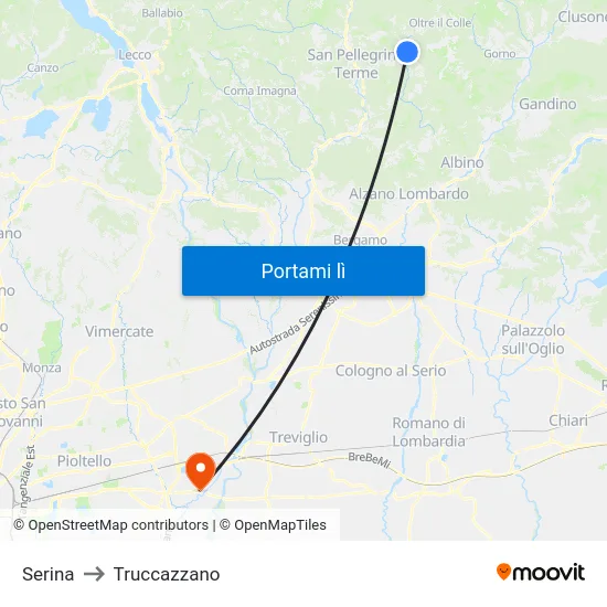 Serina to Truccazzano map